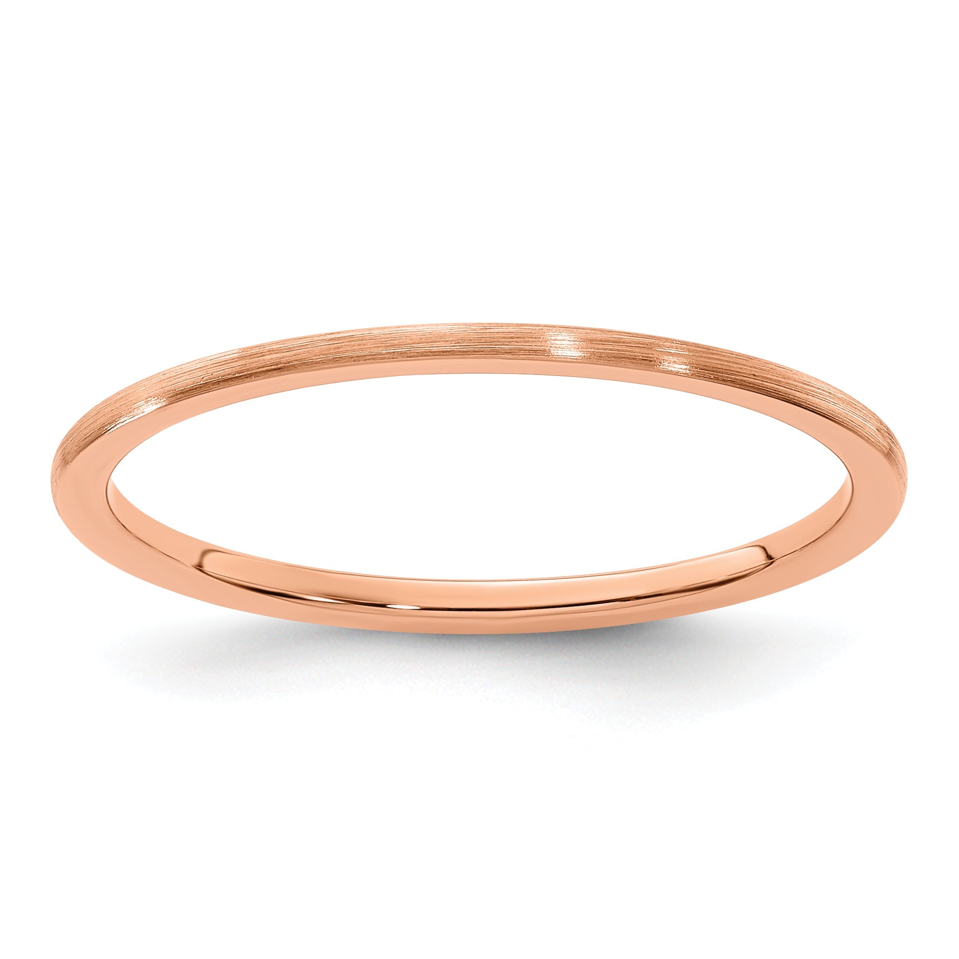 10K Roségold 10K 1,2 mm Halbrund Satin stapelbarer Ring Größe 8,5