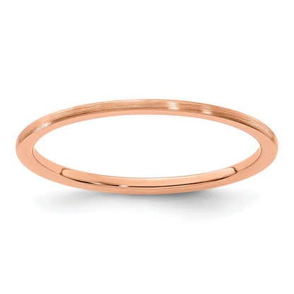 10K Roségold 10K 1,2 mm Halbrund Satin stapelbarer Ring Größe 8,5