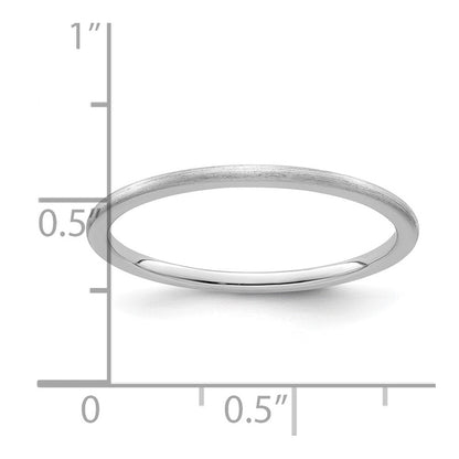 10K Weißgold 10K 1,2mm Halbrund-Ring mit Satinfinish, stapelbar, Größe 5,5