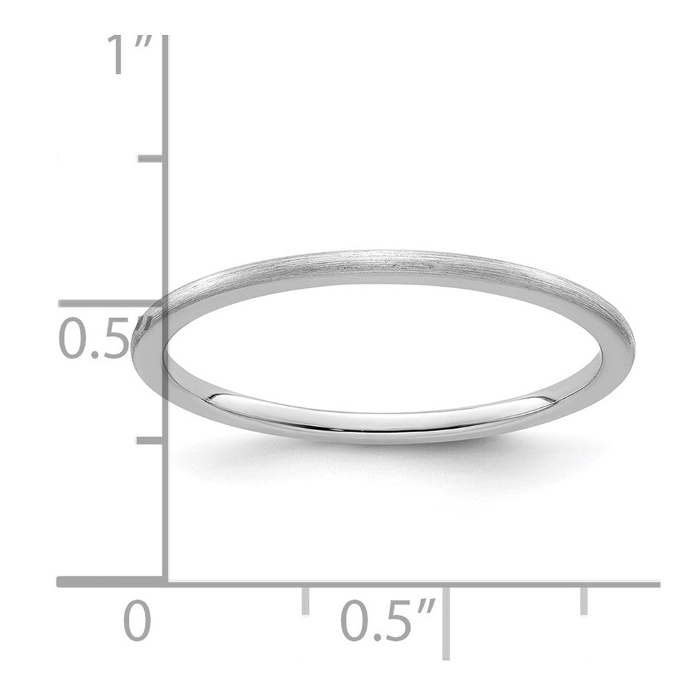10K-Weißgold 1,2 mm Halbrund Satin stapelbarer Ring Größe 5