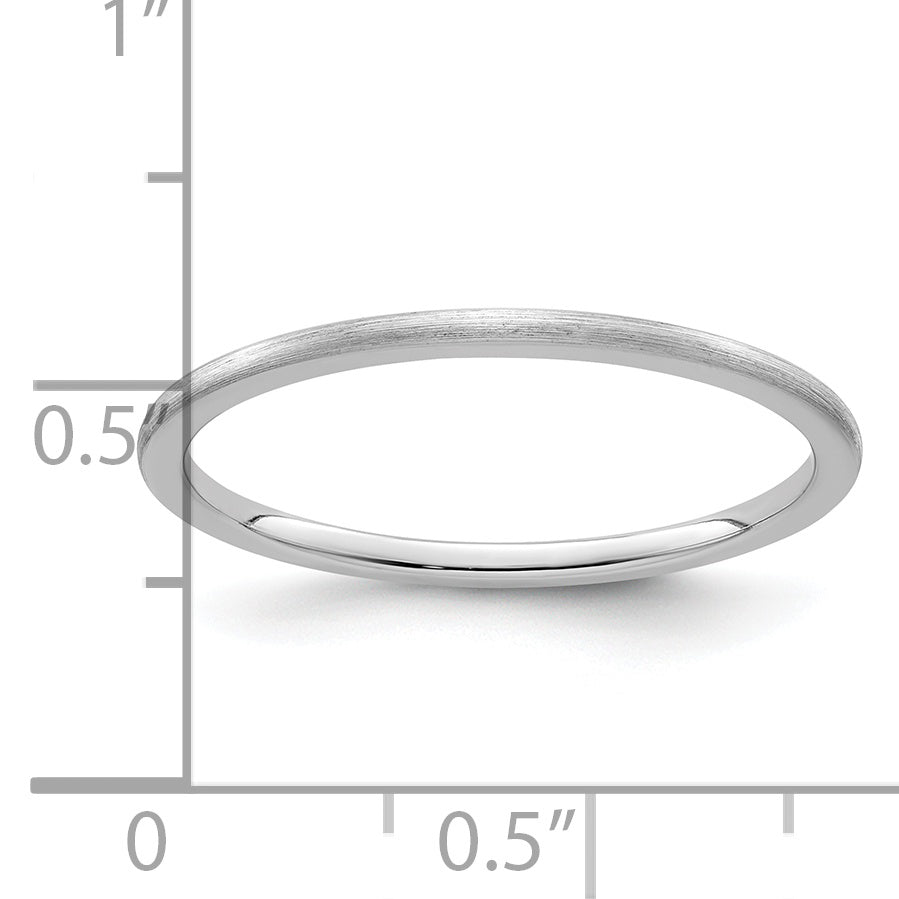 10K Weißgold 10K 1,2mm Halbrund Satin stapelbarer Ring Größe 9,5