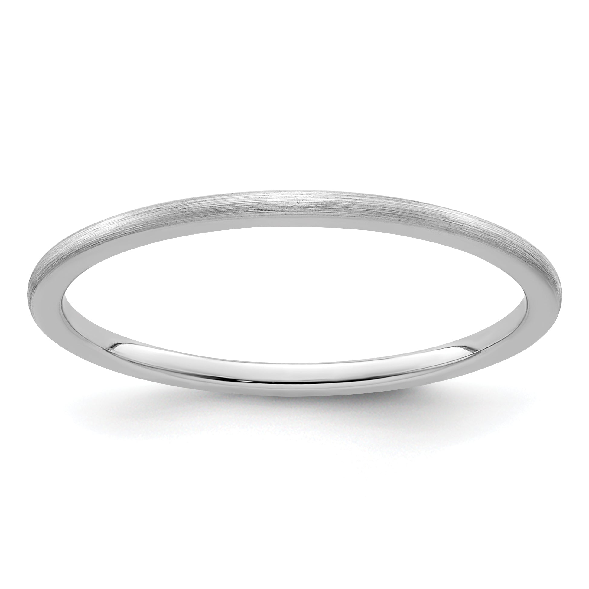 10K Weißgold 10K 1,2mm Halbrund Satin stapelbarer Ring Größe 9,5