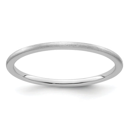 10K Weißgold 10K 1,2mm Halbrund Satin stapelbarer Ring Größe 9,5