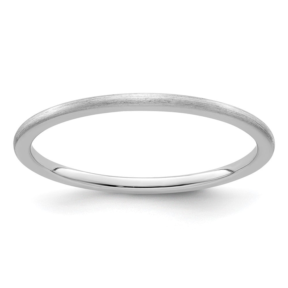 10K-Weißgold 1,2 mm Halbrund Satin stapelbarer Ring Größe 5