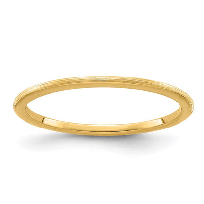 10K Gelbgold 10K 1,2mm Halbrund Satin stapelbarer Ring Größe 10