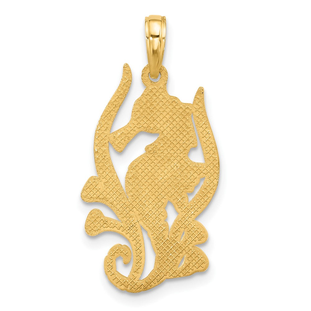 14K Gelbgold Charm „Seepferdchen im Seetang“, poliert
