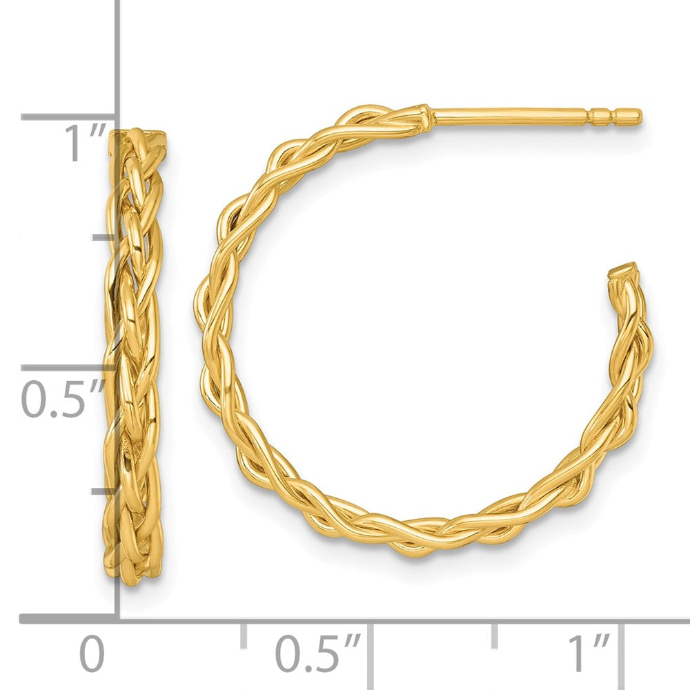 14K Gelbgold Poliert Geflochten Braid 3 X 24mm C-hoop Ohrstecker