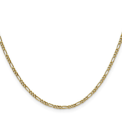 14K Gelbgold 1.9mm Halbmassiv Figaro Halskette