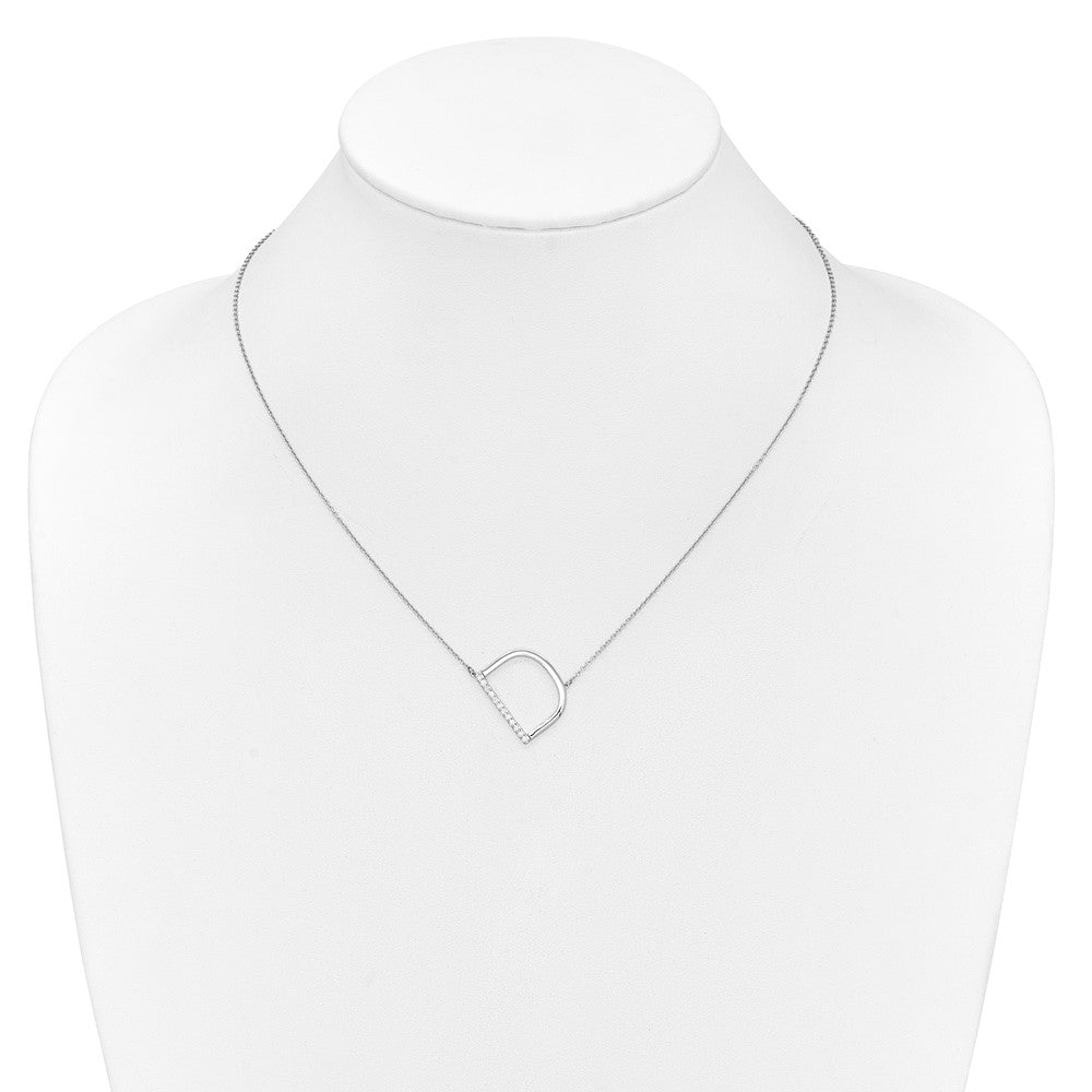 14K Weißgold Seitlich Diamant Initiale D 18 Zoll Halskette