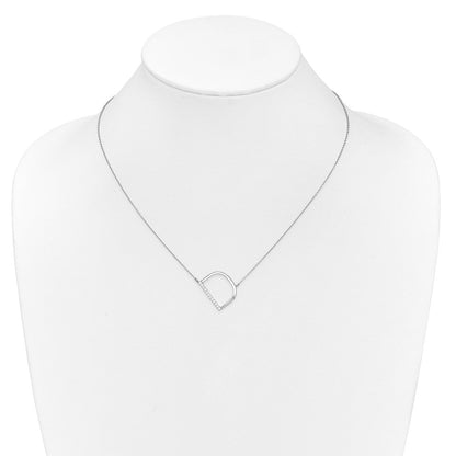 14K Weißgold Seitlich Diamant Initiale D 18 Zoll Halskette
