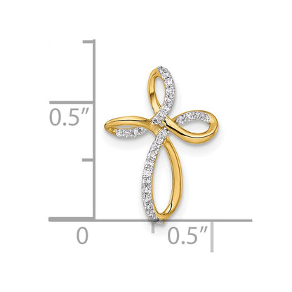 14K Gelbgold 1/10 Karat Diamant Kreuz Kette Anhänger
