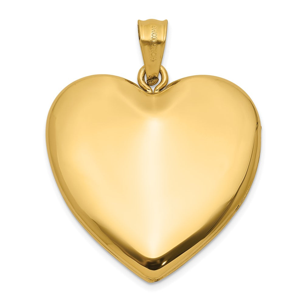 14K Gelbgold Satiniert und Poliert Diamant Stern 24mm Herz Medaillon