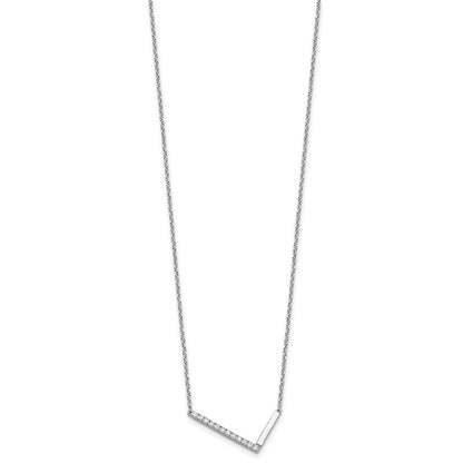 14K Weißgold Seitlich Diamant Initiale L 18 Zoll Halskette