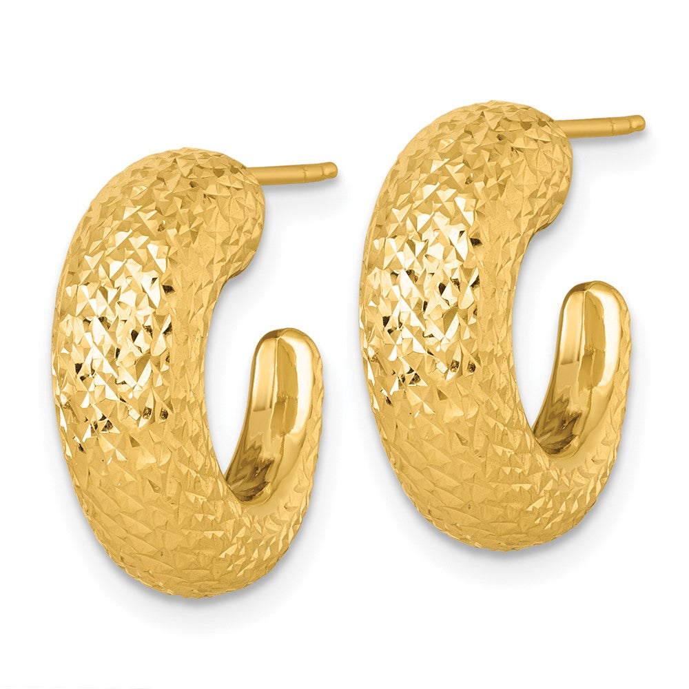 14K Gelbgold Poliert Diamantiert Hohl C-hoop Ohrstecker