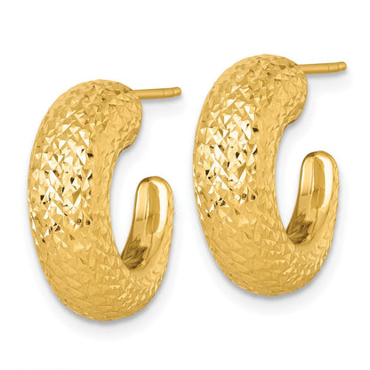 14K Gelbgold Poliert Diamantiert Hohl C-hoop Ohrstecker
