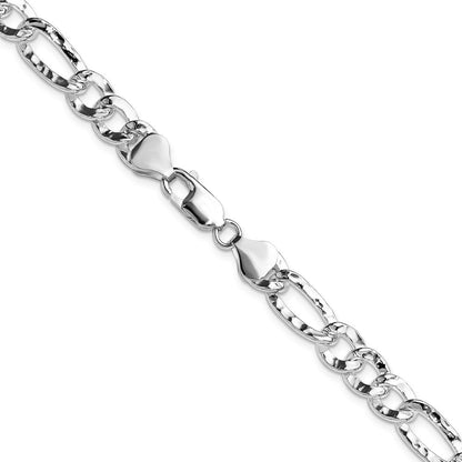 Sterlingsilber 7.6mm Gehämmert Figaro Halskette