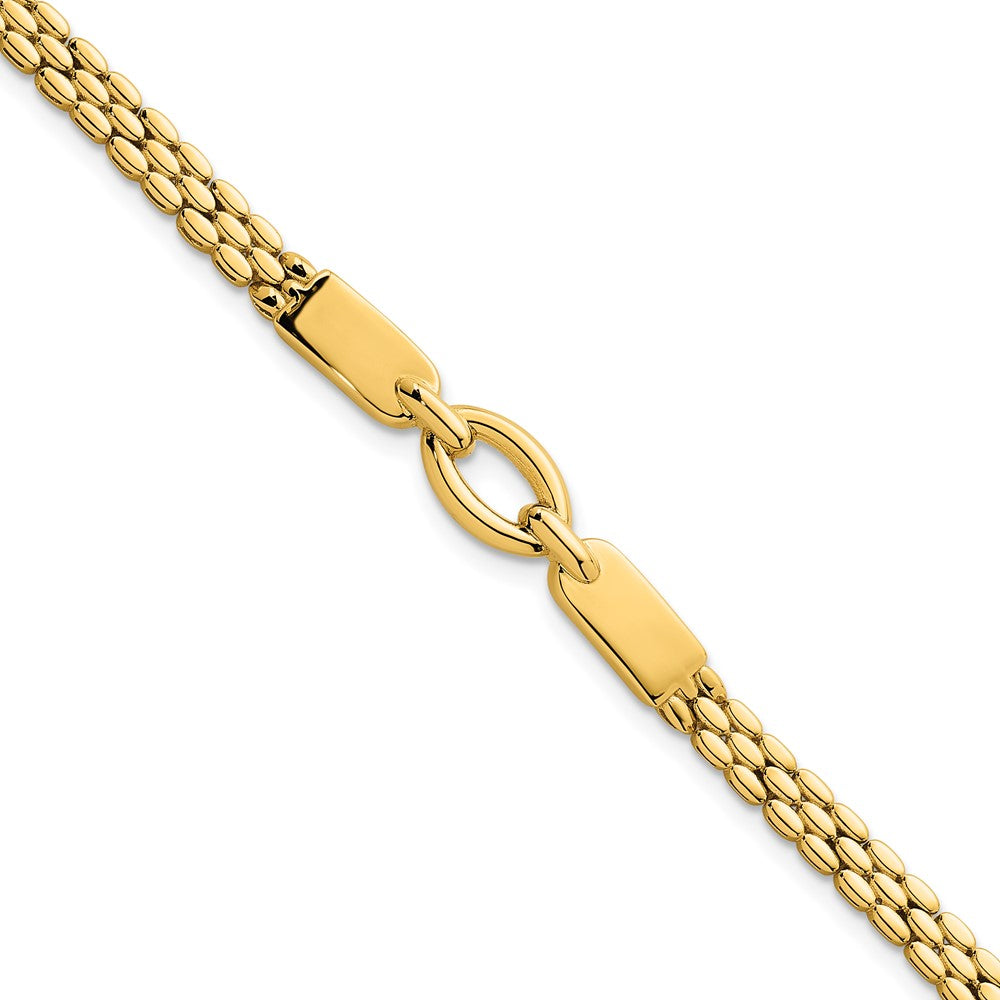 14K Gelbgold Poliert Fantasie Oval Mittig Brick Glieder Gliederarmband