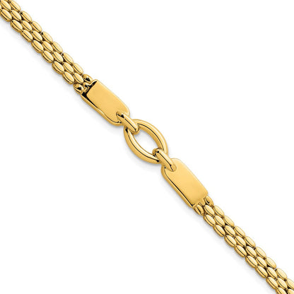 14K Gelbgold Poliert Fantasie Oval Mittig Brick Glieder Gliederarmband