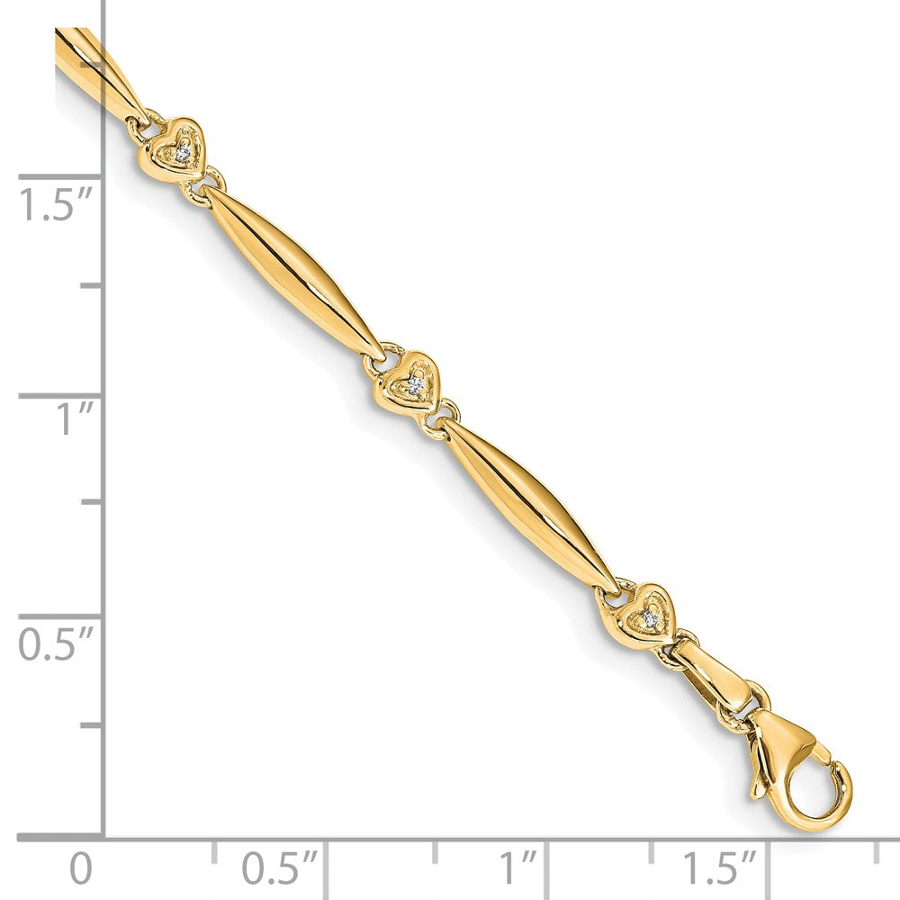 14K Gelbgold Komplett 1/20 Karat Diamant Herz 7 Zoll Armband