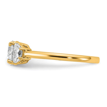 14K Gelbgold 3/8 Karat Im Labor Gezüchtet Diamant Vs+ F+ 1 Karat Mittig Rund Halbfassung Dreistein Verlobungsring