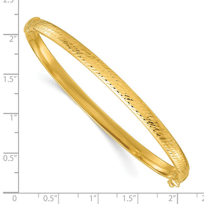 14K Gelbgold Poliert und Diamantiert 4.75mm Klappbar Oval Armreif Armband