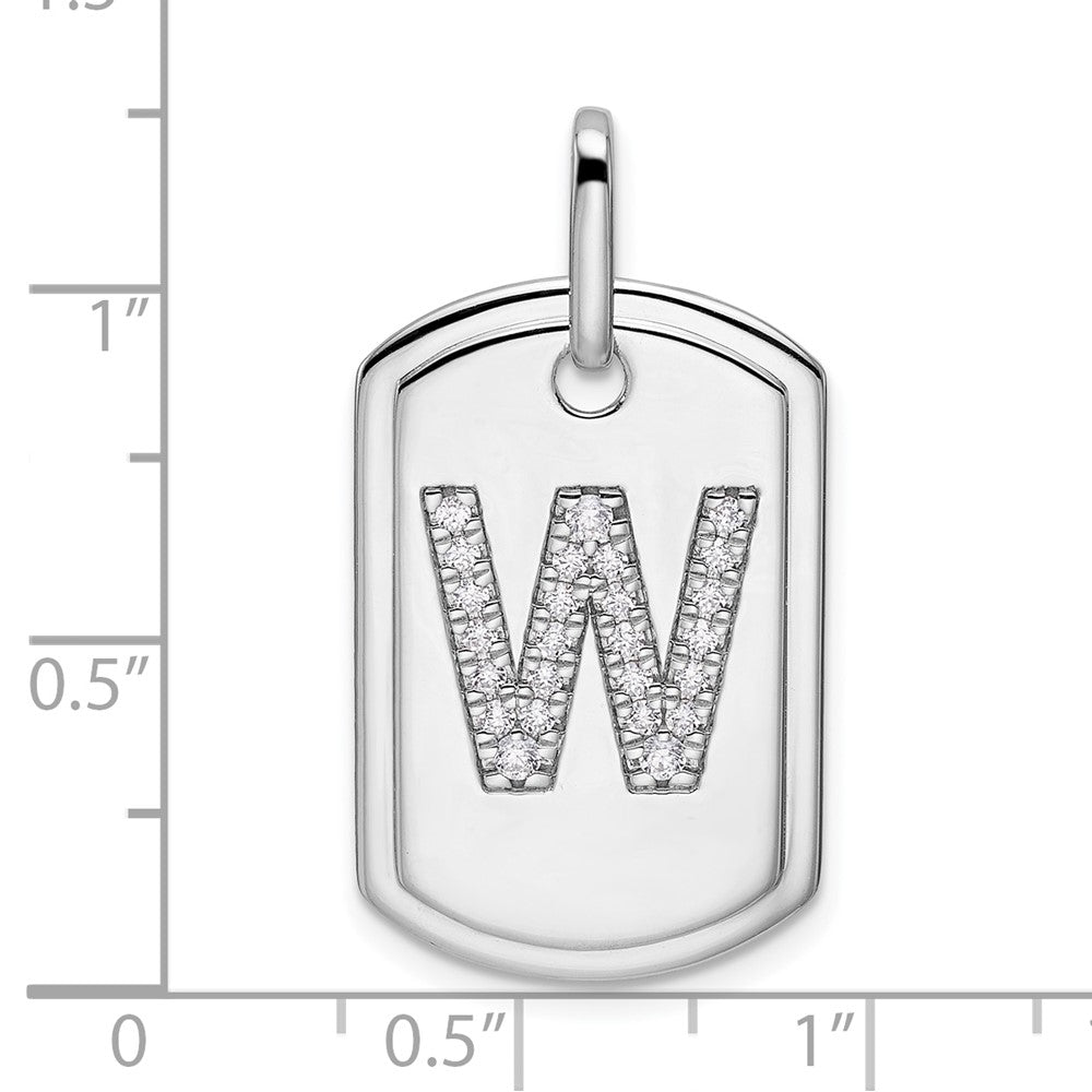 14K Weißgold Diamant-Erkennungsmarken-Charm mit Initiale W