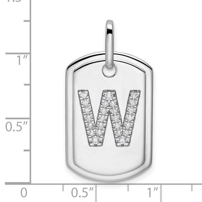 14K Weißgold Diamant-Erkennungsmarken-Charm mit Initiale W