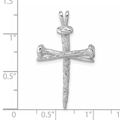 14K Weißgold Nagel-Kreuz-Charm