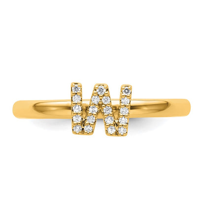 14K Gelbgold Stapelbar Diamant Initiale W Größe 7 Ring