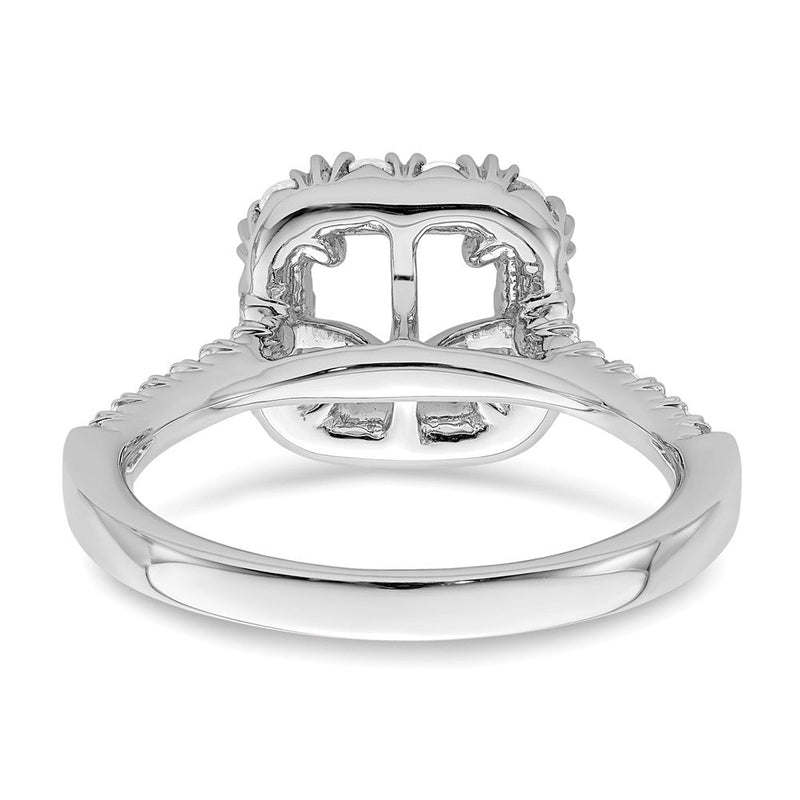 14K Weißgold Heiligenschein (holds 1.5 Karat (6.25mm) Asscher-cut Mittig) 3/4 Karat Diamant Halbfassung Verlobungsring
