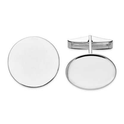 14K Weißgold Herren Kreisförmig Manschette Knöpfe