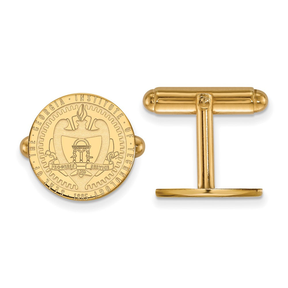 14K Gelbgold Gold Logoart Georgia Institut Of Technologie Wappen Manschette Knöpfe
