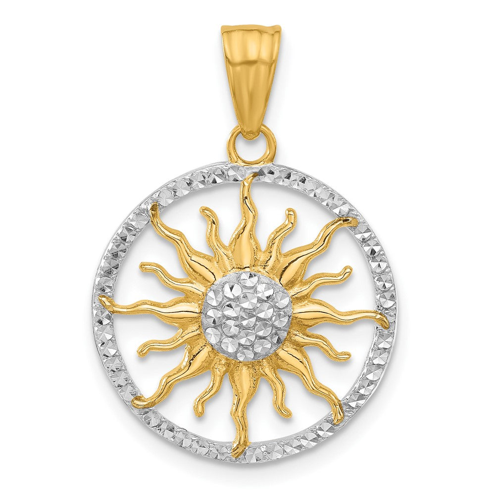 14K Gelbgold und Rhodium Anhänger "Sonne" mit Diamantschliff