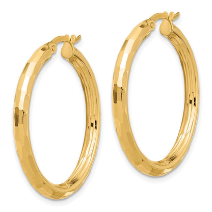 14K Gelbgold Poliert und Diamantiert Creolen