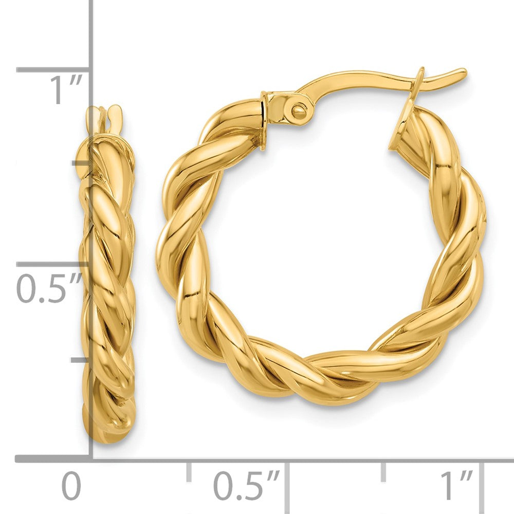14K Gelbgold Poliert Gedreht Creolen