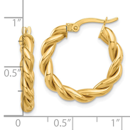 14K Gelbgold Poliert Gedreht Creolen