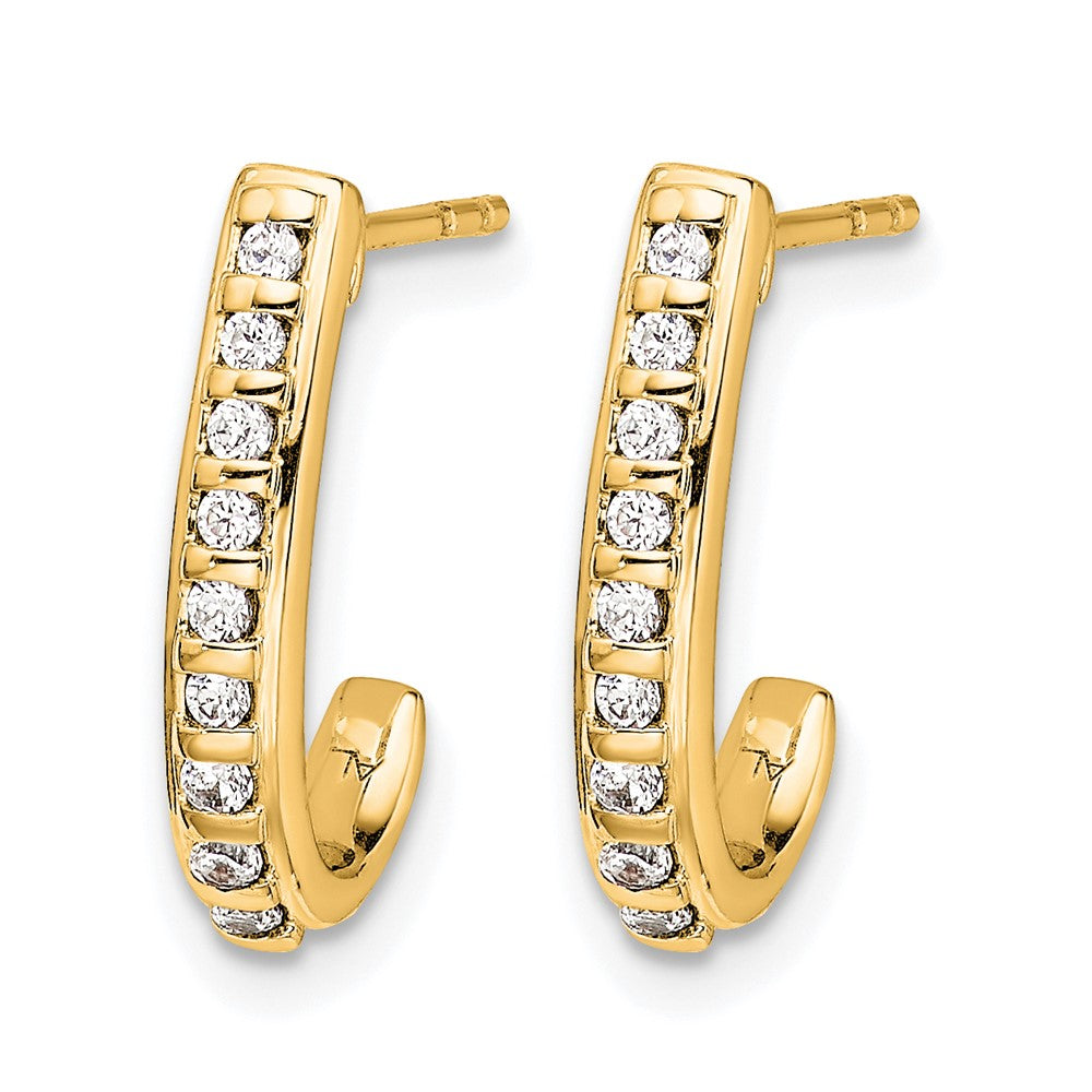 14K Gelbgold Diamant-J-Creolen mit Stecker, 0,2 ct