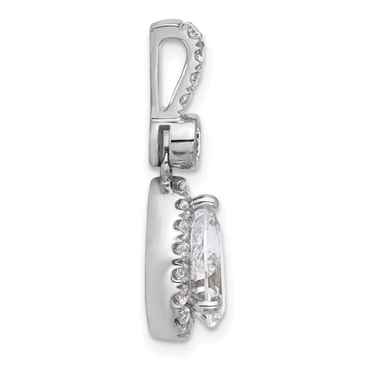 14K Weißgold Anhänger mit 2 Karat im Labor gezüchtetem Diamant VS/SI+ G+ Birne mit komplettem Halo