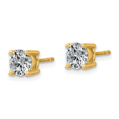 14K Gelbgold Ohrstecker mit 1,5K im Labor gezüchteten Diamanten, rund, Vierer-Krappenfassung, leicht, VS/SI+ G+