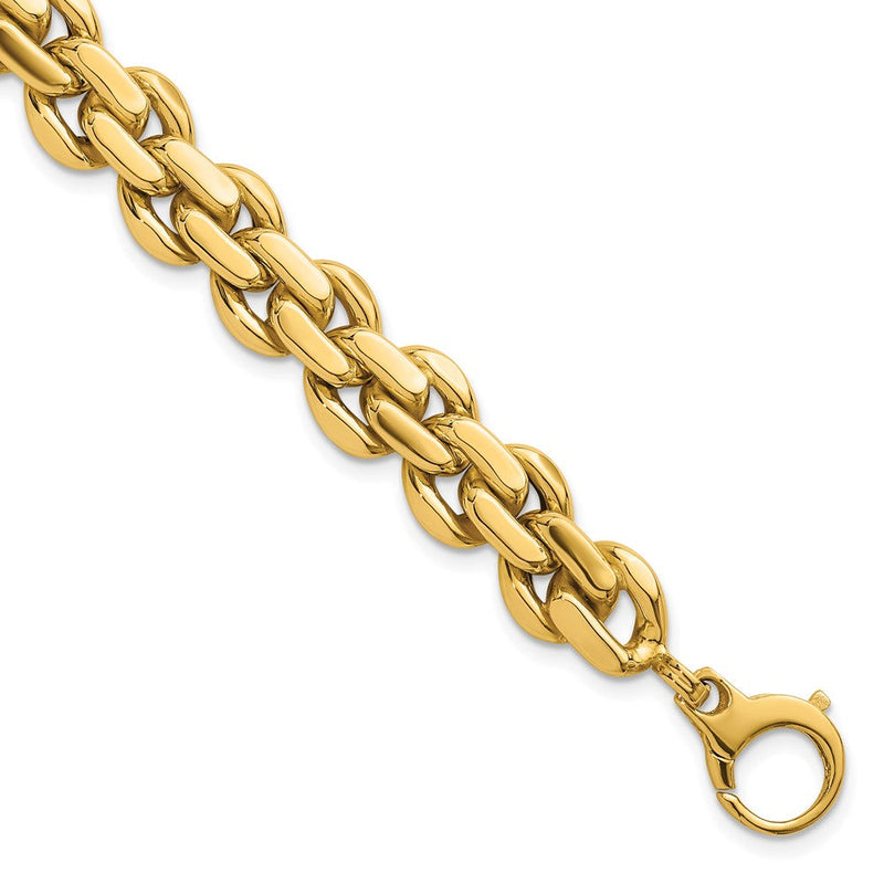 14K Gelbgold Poliert 9.25mm Fantasieglieder 7.5 Zoll Armband