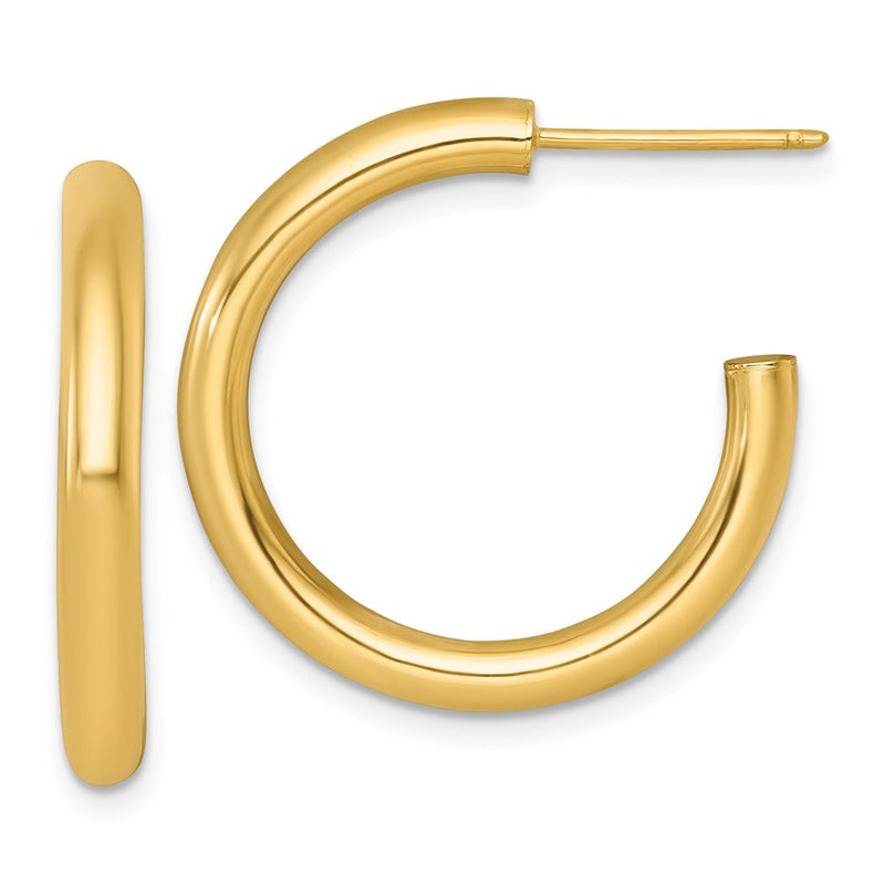 14K Gelbgold Poliert 3.0 X 25mm Röhre C-hoop Ohrstecker