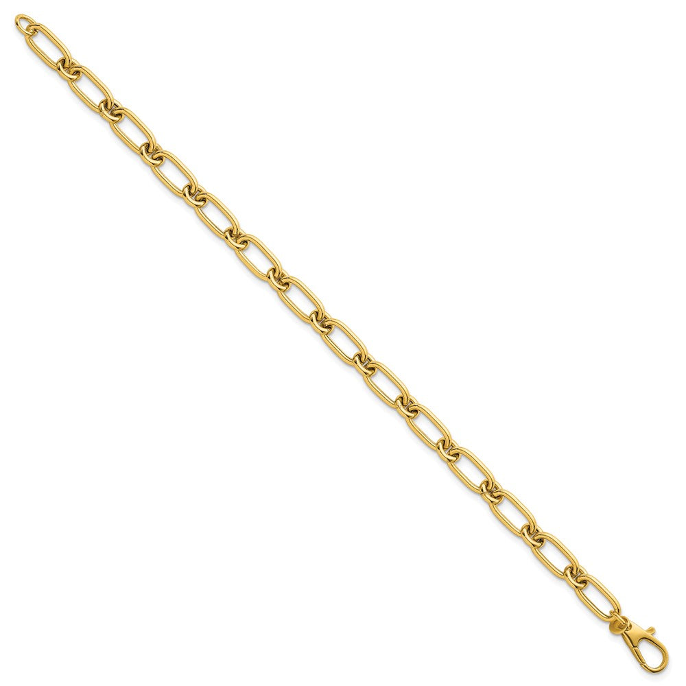14K Gelbgold Poliert 6mm Oval und Kreis Glieder 7.5 Zoll Armband
