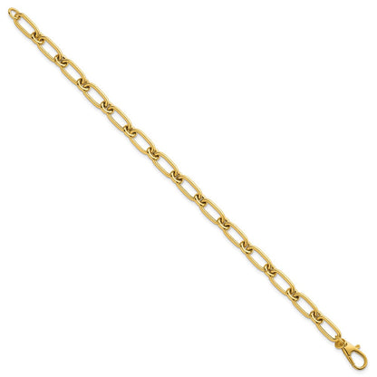 14K Gelbgold Poliert 6mm Oval und Kreis Glieder 7.5 Zoll Armband