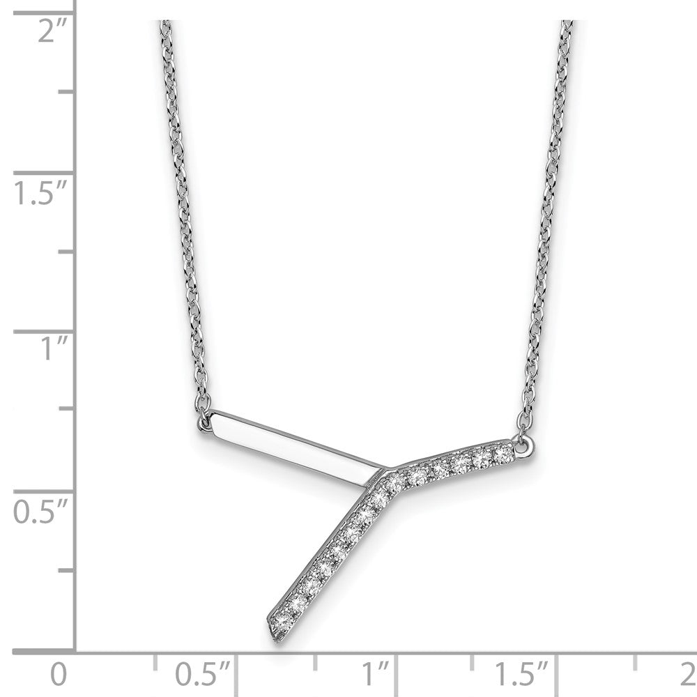 14K Weißgold Seitlich Diamant Initiale Y 18 Zoll Halskette