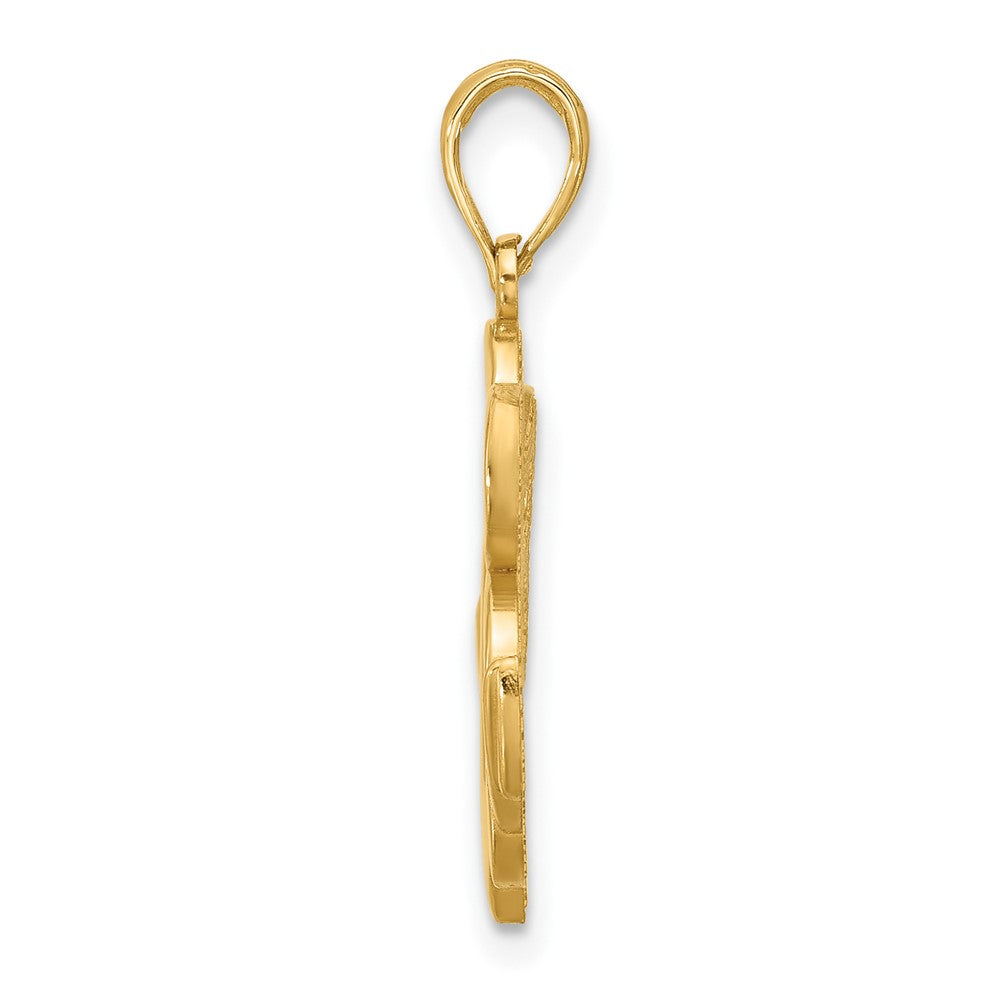 14K Gelbgold polierter Anker- und Kleeblatt-Charm