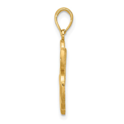14K Gelbgold polierter Anker- und Kleeblatt-Charm