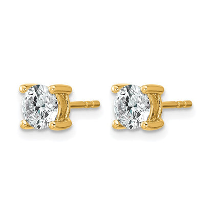 14K Gelbgold Ohrstecker mit 1K zertifiziertem Labor-gezüchtetem Diamant VS/SI+ G+, rund, komplett gefasst, Vierkralle, leichtgewichtig