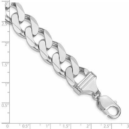 Sterlingsilber Rhodiniert 14.5mm Panzer Gliederarmband