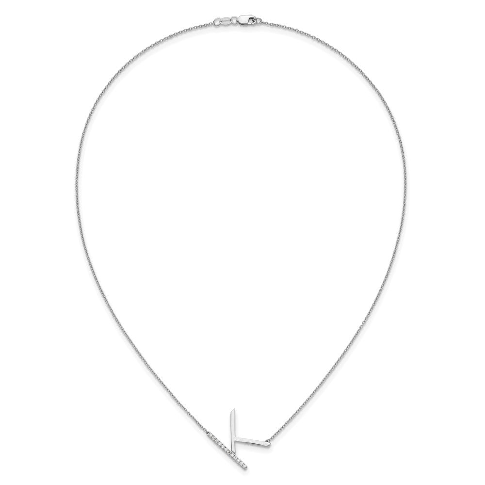 14K Weißgold Seitlich Diamant Initiale K 18 Zoll Halskette