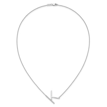 14K Weißgold Seitlich Diamant Initiale K 18 Zoll Halskette